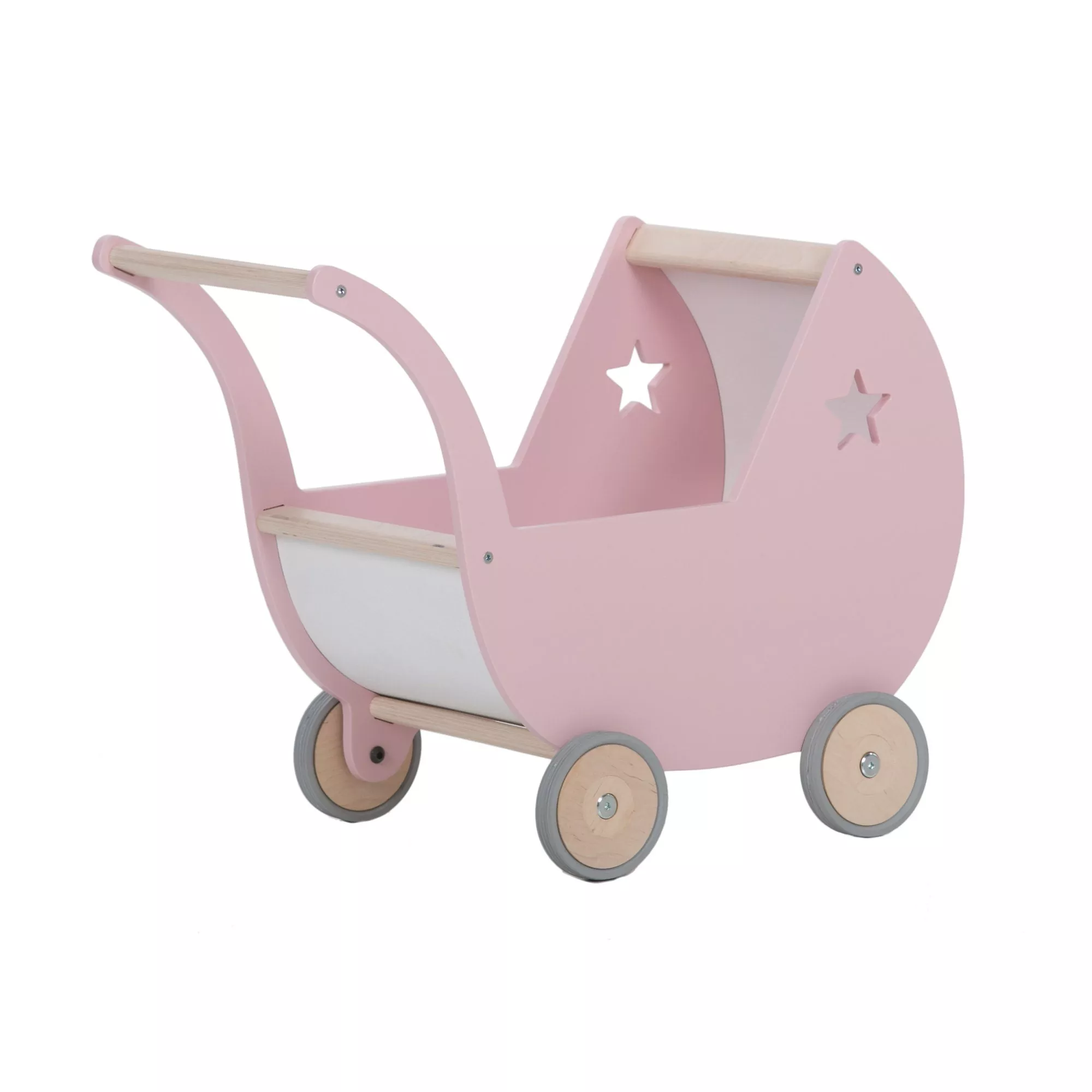 Carrito muñecas de madera rosa Alondra